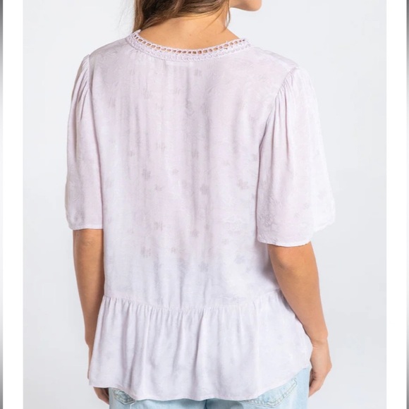 Lovestitch Lattice Trim Top Pale Pink Crotchet Peplum Blouse M - Picture 3 of 9